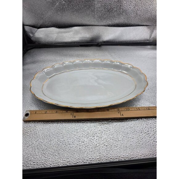 Walbrzych Empire Oval Serving Platter With Gold Trim 13" × 8" Made In Poland - Picture 4 of 5